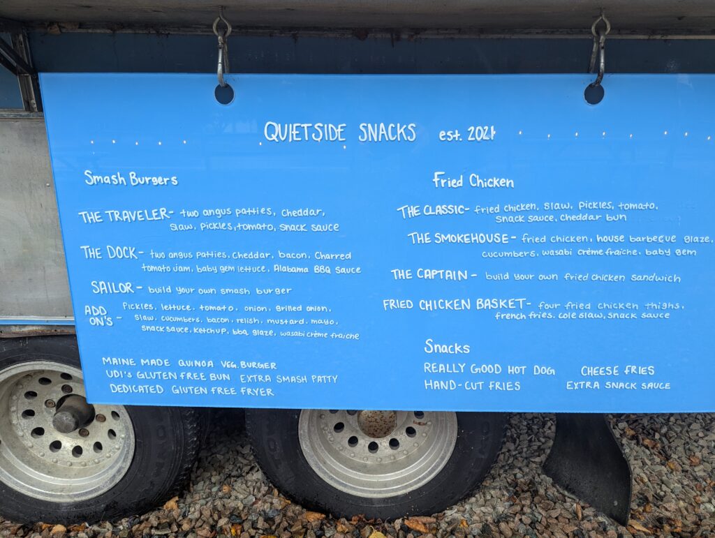 Rainy day food stop Quietside Snacks Tremont Maine